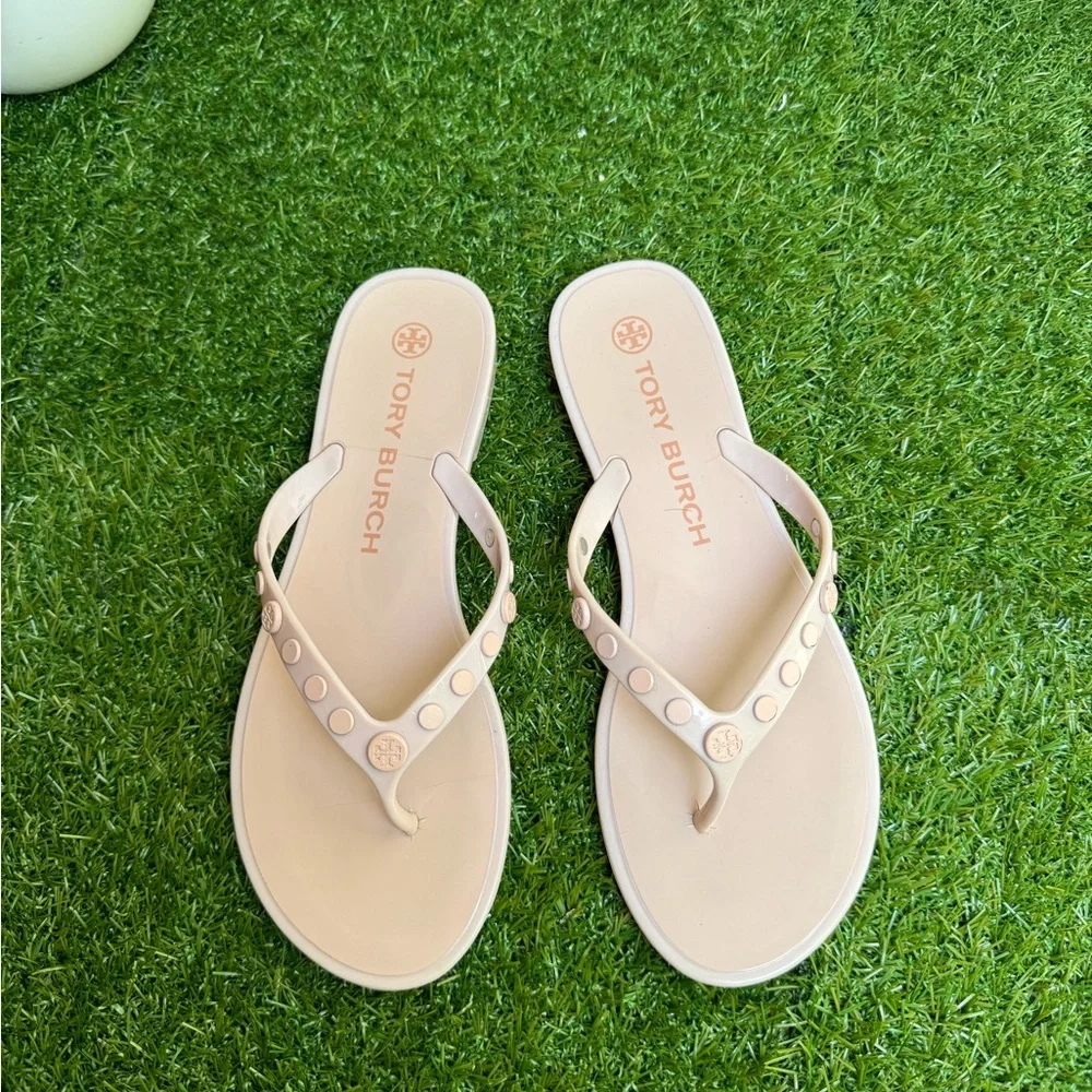 TORY BURCH Studded Jelly Sandals pink rose Size 8